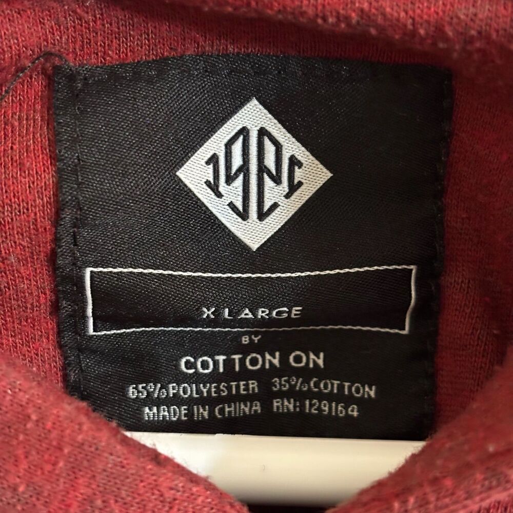 Men's Cotton On Pullover Drawstring Hoodie XL Red - Picture 3 of 3